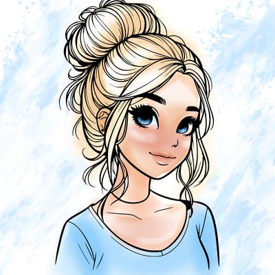 realistic girl with bun