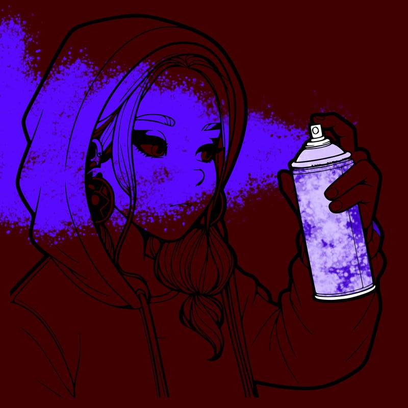 a realistic girl, spray painting