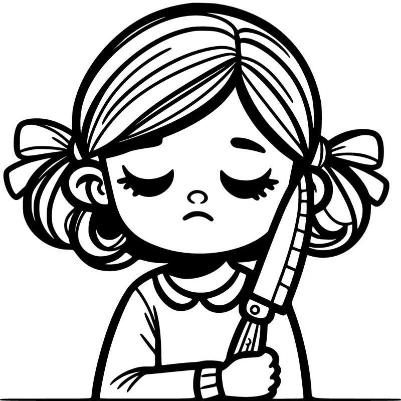 girl with knife eyes closed