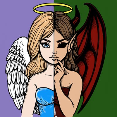 realistic angel half demon