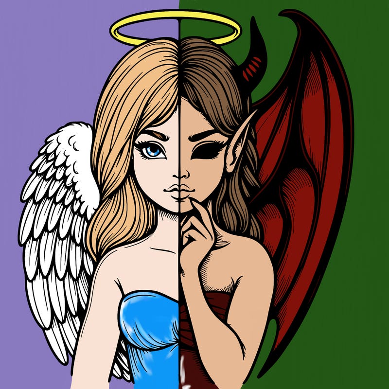 realistic angel half demon