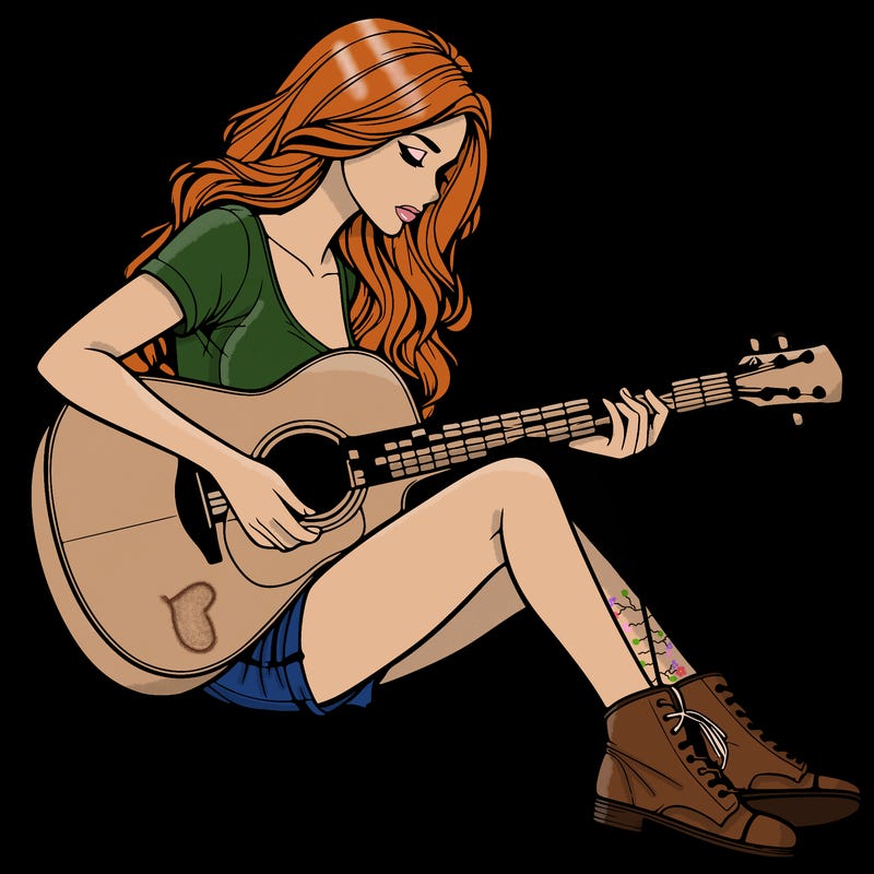 realistic woman play guitar