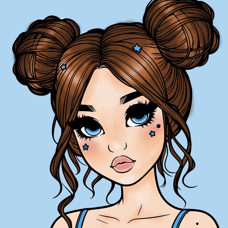 realistic girl with space buns