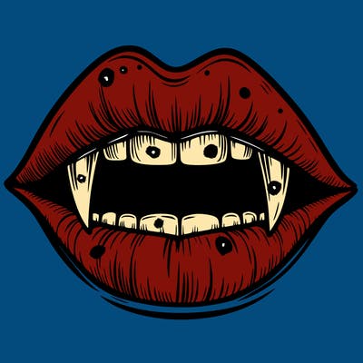 lips with vampire teeth