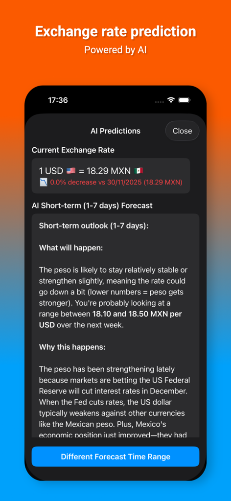 Convert Pesos to Dollars - AI-powered exchange rate prediction and market outlook for USD to MXN