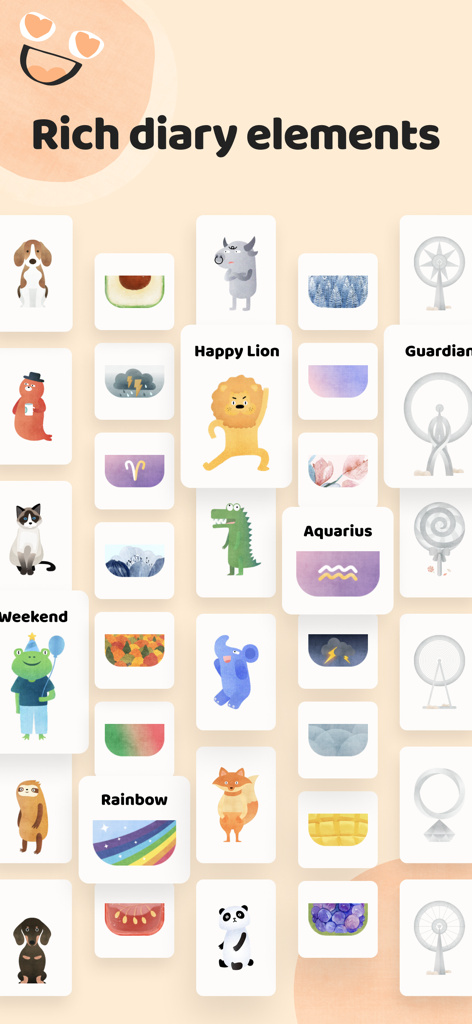 mooding - diary, mood & notes - A collection of cute aesthetic stickers and icons for personalized journaling in the Mooding app