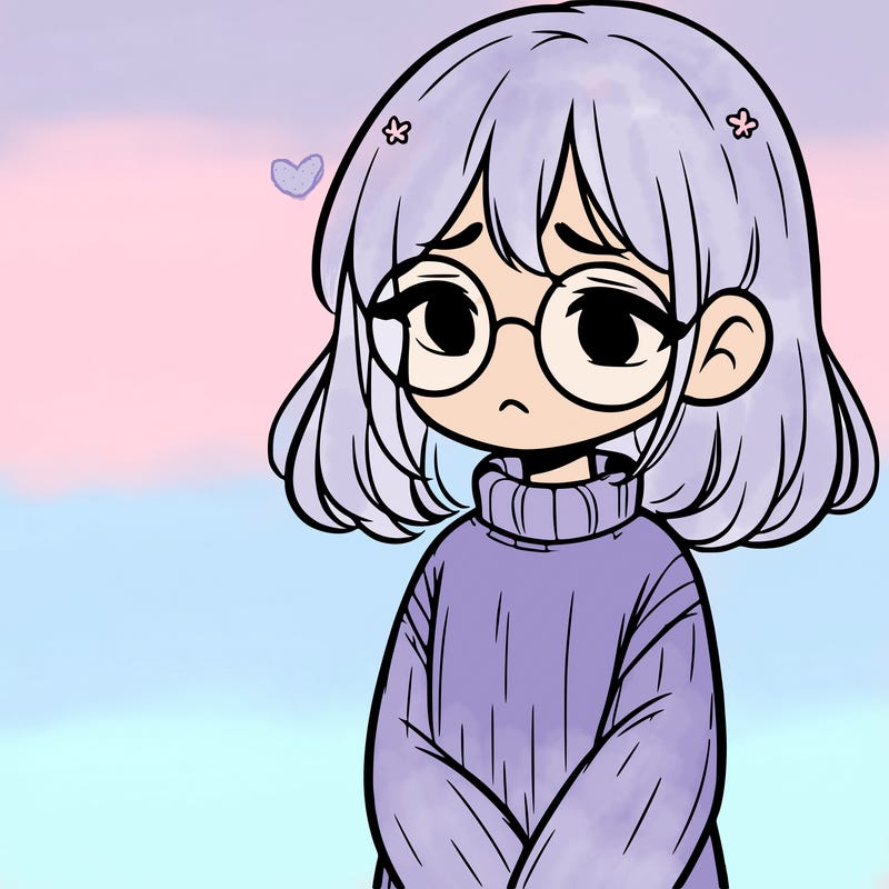 sad girl with glasses in a sweater