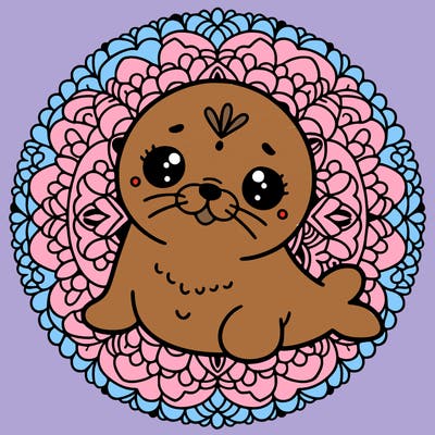 a cute baby seal mandala