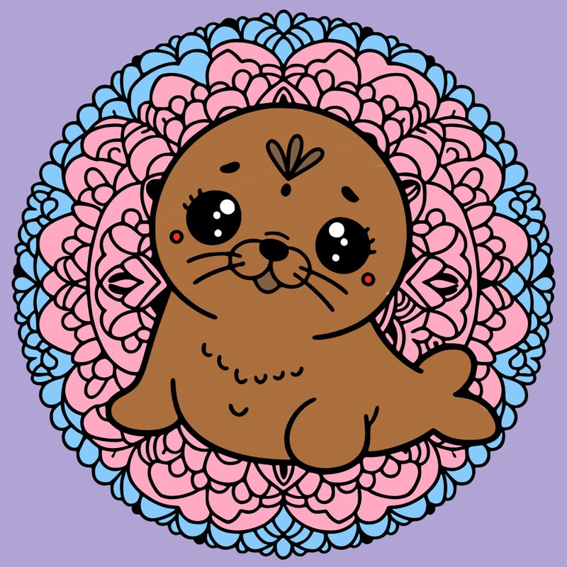 a cute baby seal mandala