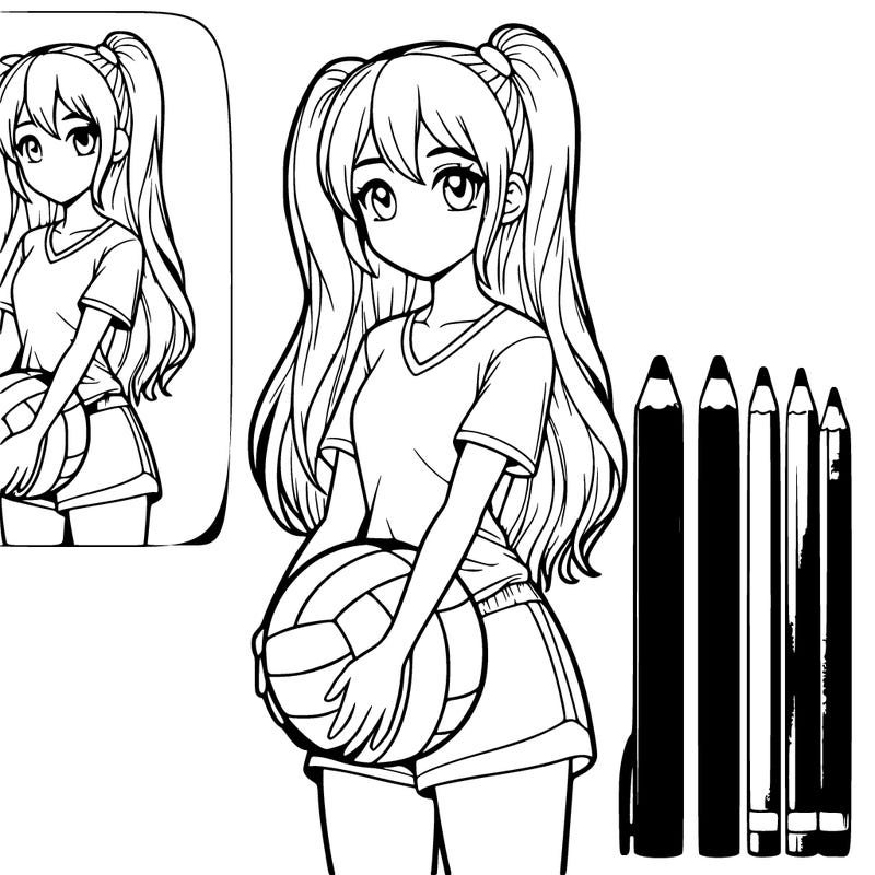 realistic girl holding a volleyball