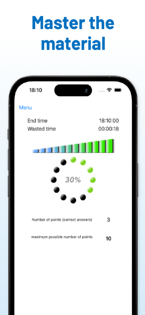 ISACA CISM Exam 2026 - CISM exam prep app results screen showing progress percentage and points earned