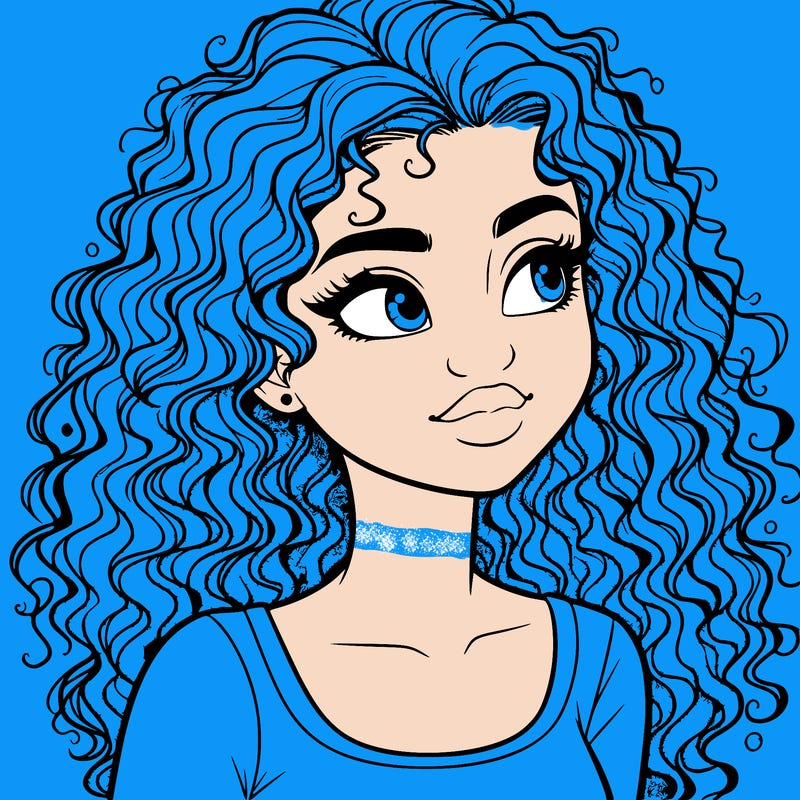 realistic girl with curly hair