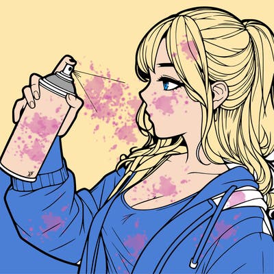 a realistic girl spray, painting