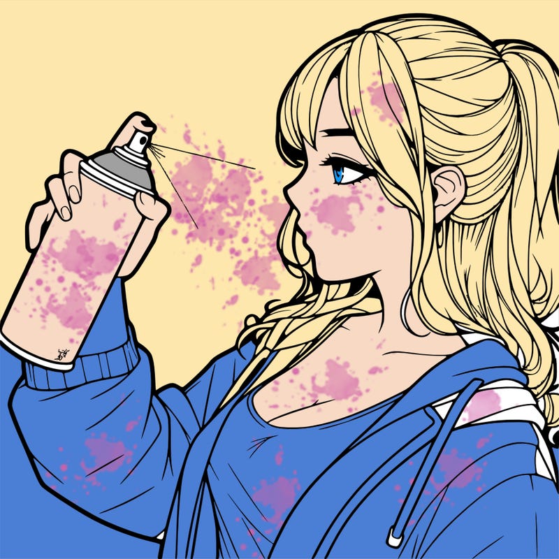 a realistic girl spray, painting