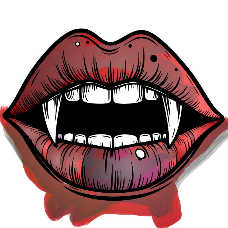 lips with vampire teeth