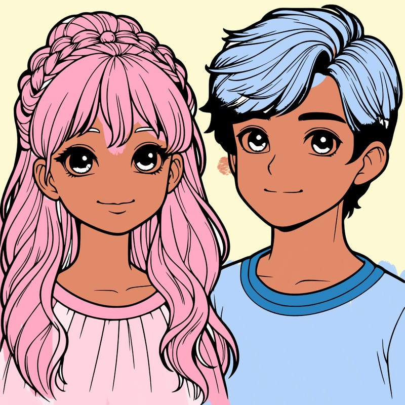 realistic girl and boy