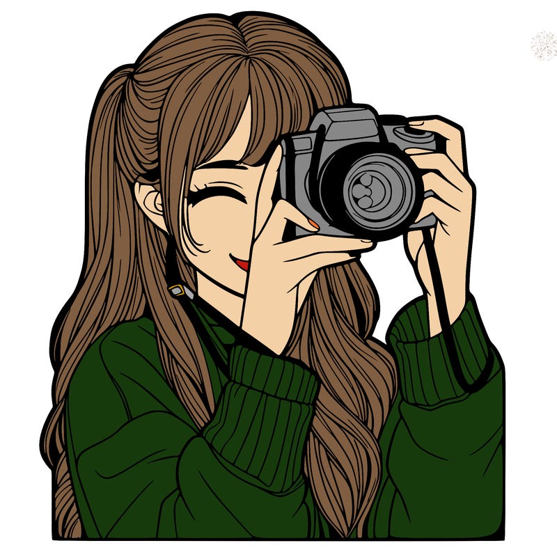 realistic girl taking a picture