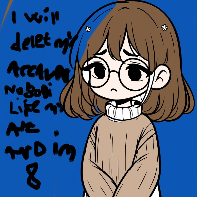 sad girl with glasses in a sweater