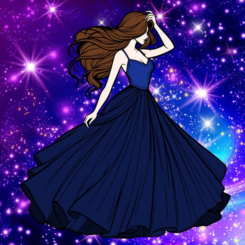 realistic woman with dress flowing in the wind