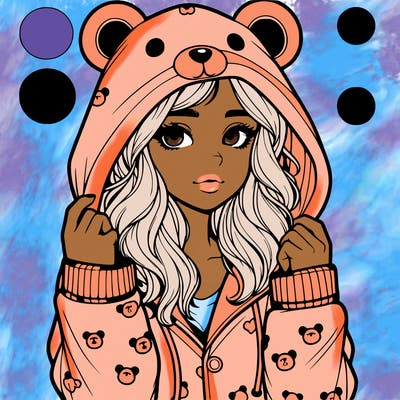 realistic girl in a animal pjs hoodie