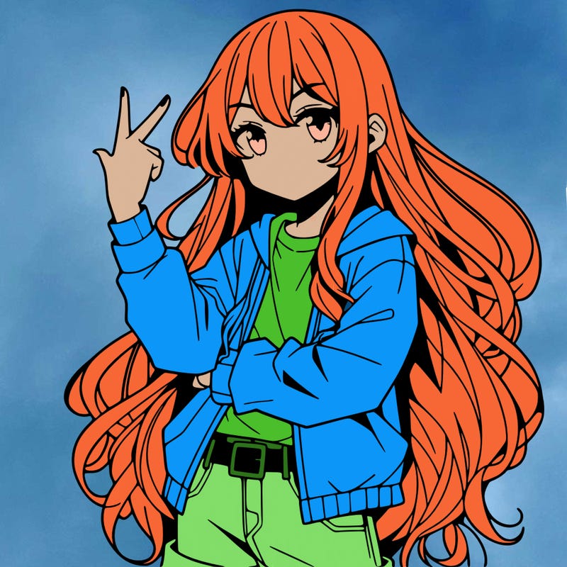 one anime girl with long hair and a cool pose