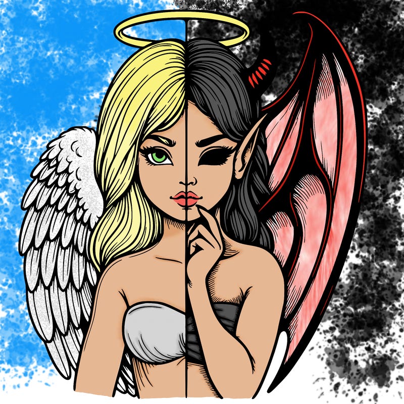 realistic angel half demon