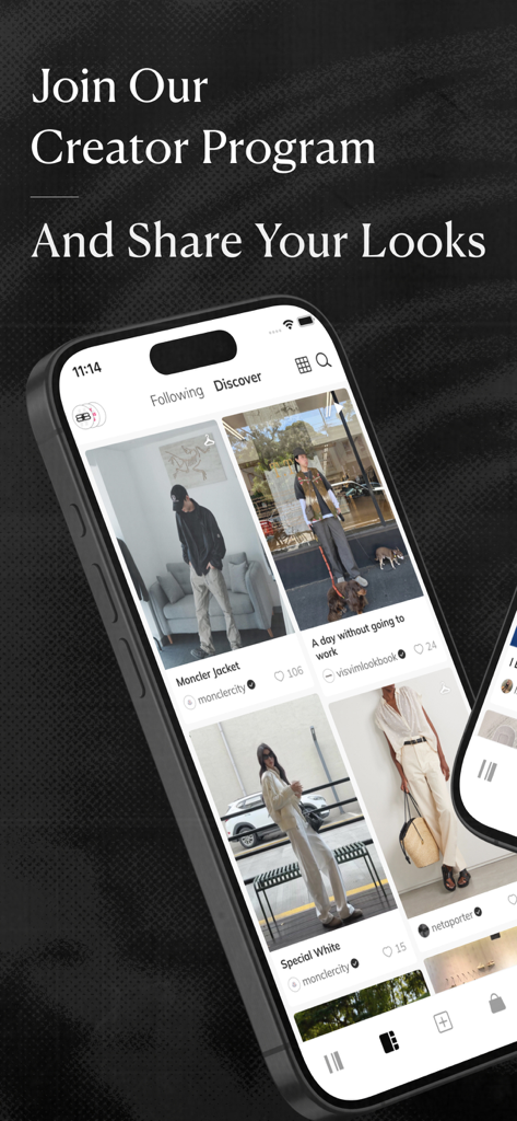 REVERSIBLE - Fashion, Curated - REVERSIBLE app screen showing user style posts and a creator program invitation