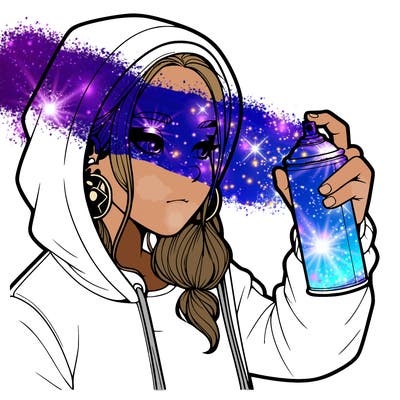 a realistic girl, spray painting