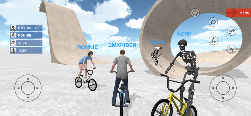 BMX Space - Jugabilidad multijugador de BMX con avatares personalizados en un skatepark virtual