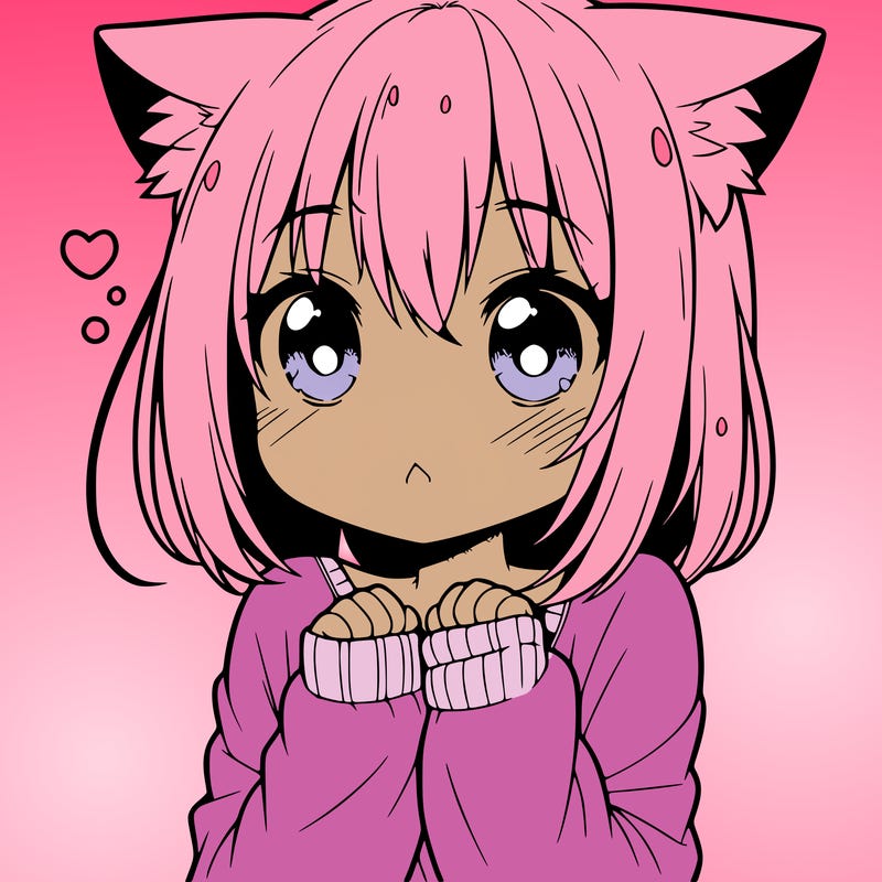 shy anime catgirl
