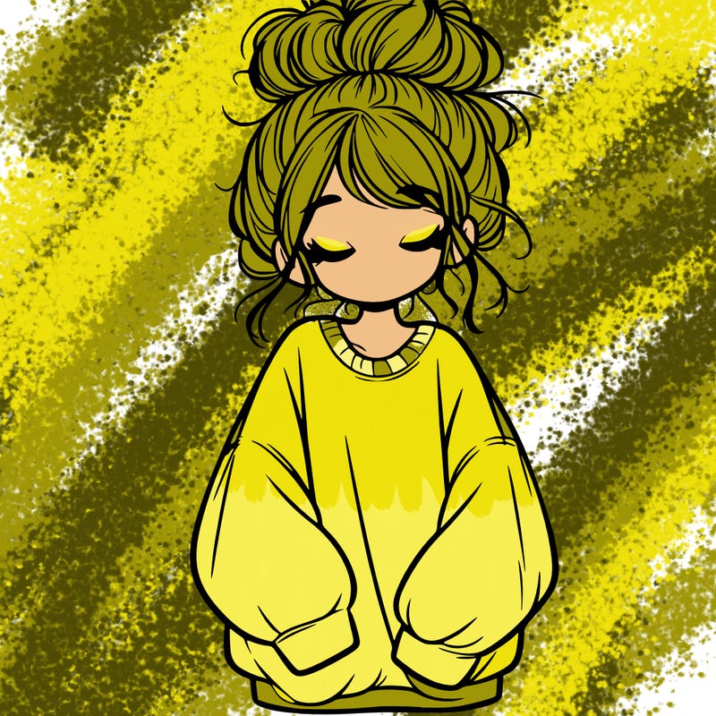 girl with baggy sweatshirt and messy bun