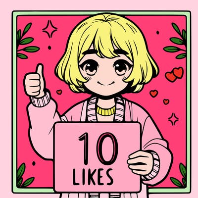 girl holding sign that says 10 likes