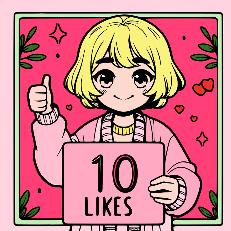girl holding sign that says 10 likes