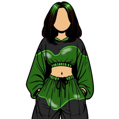 realistic girl faceless with baggy pants and a crop top