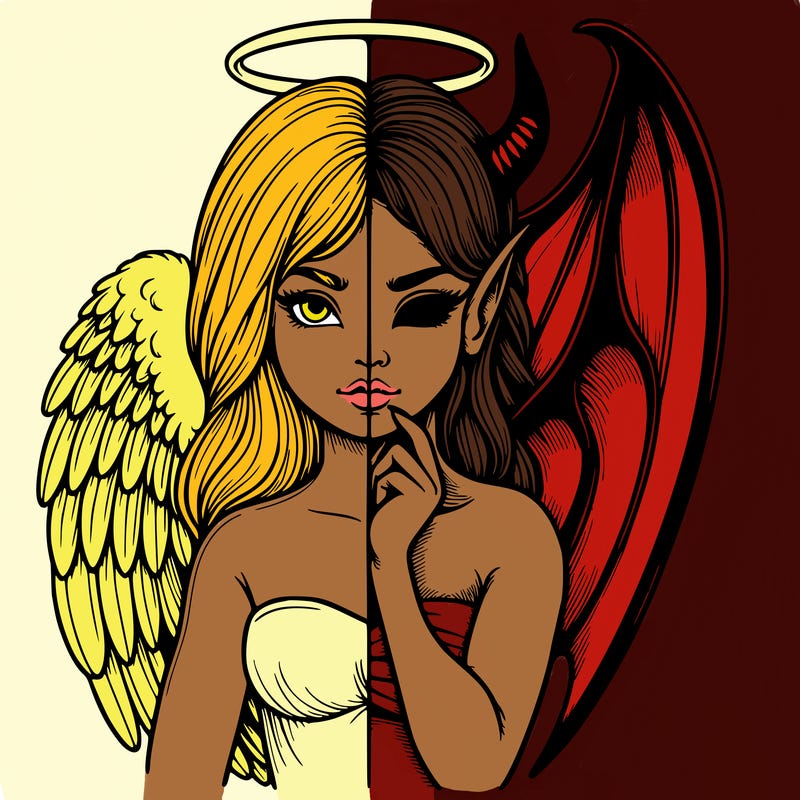 realistic angel half demon