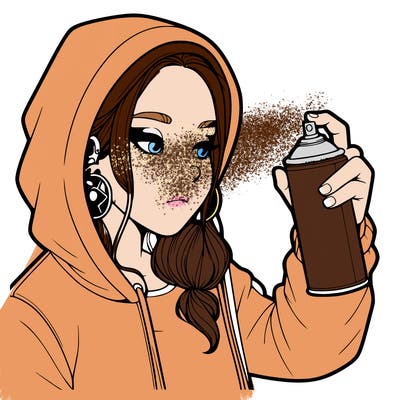 a realistic girl, spray painting