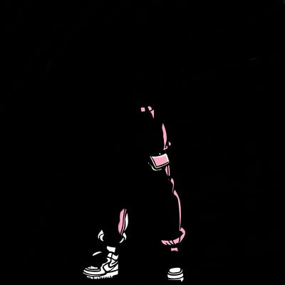 girl in baggy pants crop top and long hair