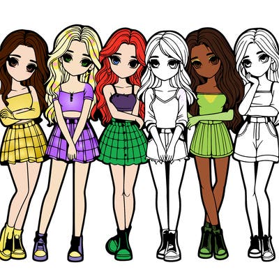 a group of girls realistic