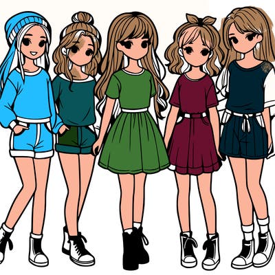 a group of five girls