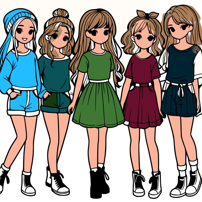 a group of five girls