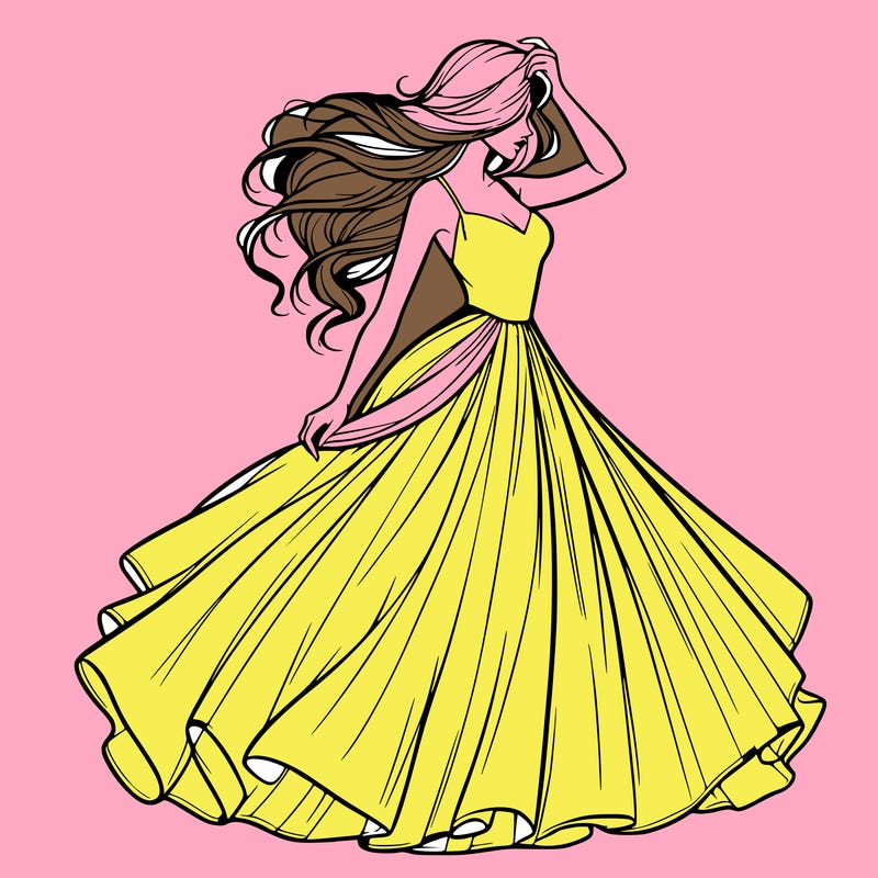 realistic woman with dress flowing in the wind