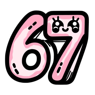 the numbers 67