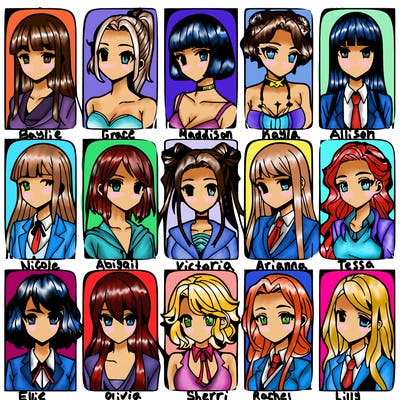 girls that look diffrent anime