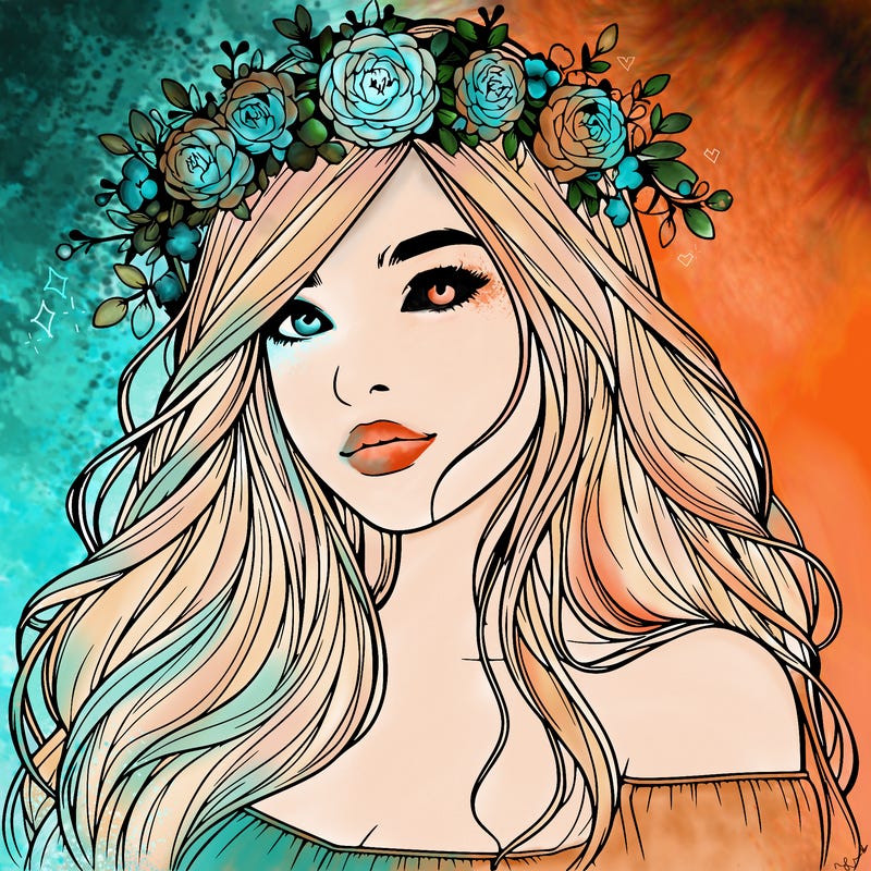 realistic girl with flower crown