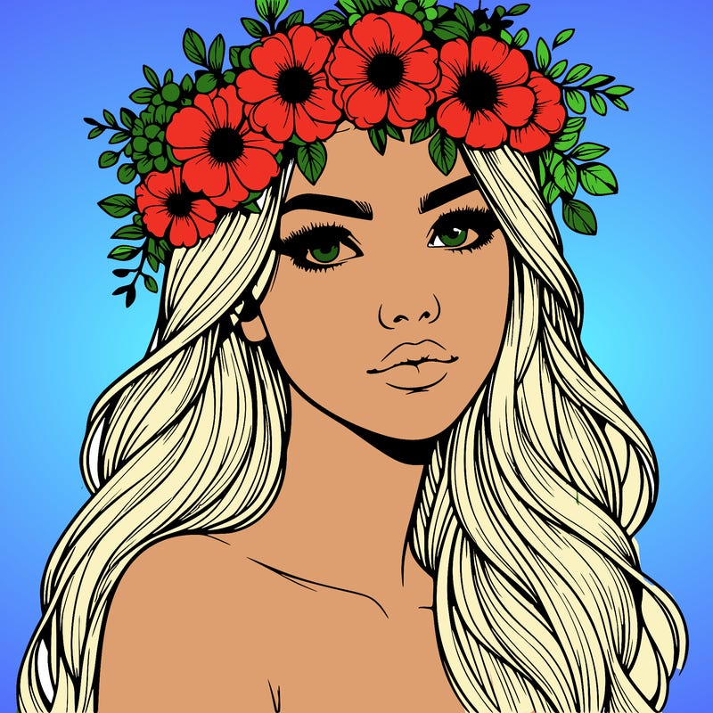 realistic woman with flowers crown
