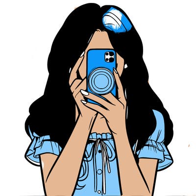 a realistic girl holding her phone taking pictures