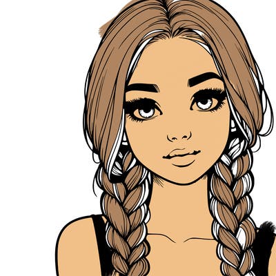 realistic girl with braids
