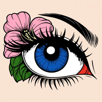 realistic eye with flower