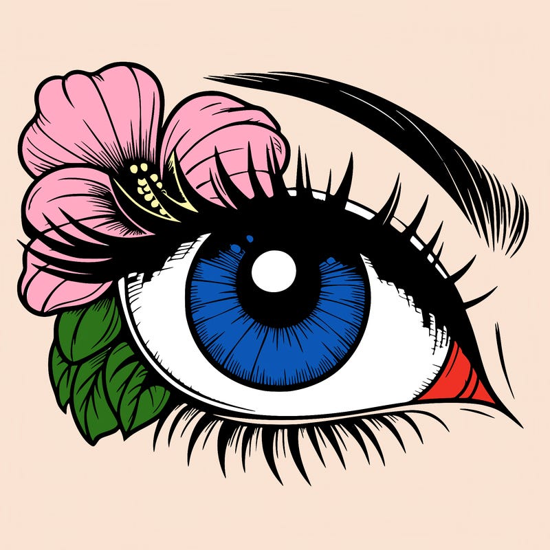 realistic eye with flower