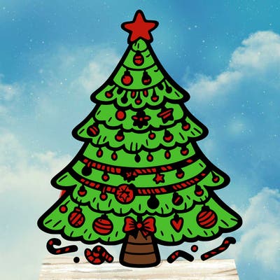 christmas tree with lots of details